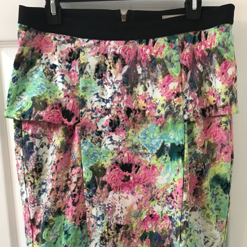 Gibson Latimer | Side Peplum Watercolor Skirt 12